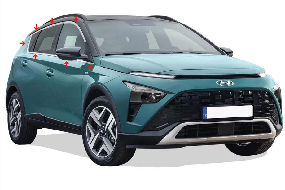 Hyundai Bayon 2021– Kompletné okenné lišty (14 ks, nerez) Image