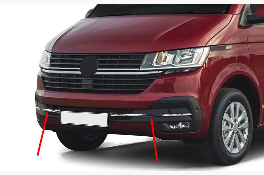 Volkswagen T6 2015–2024 Nerezová chrómová lišta na mriežku nárazníka 2019+ (4 ks) Image
