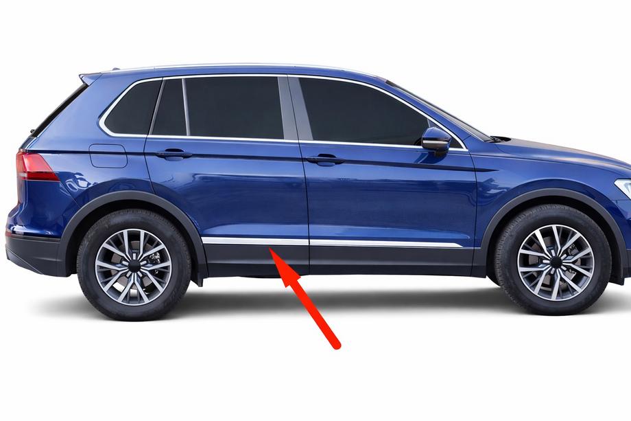 Volkswagen Tiguan 2016–2023 OmsaLine dverové lišty pre AllSpace (sada 4 ks, nerez) Image