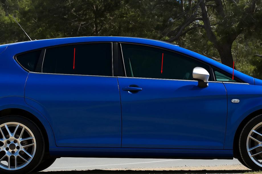Seat Leon 2005–2012 Vonkajšie okenné lišty Carmos (6 ks, nerez) Image