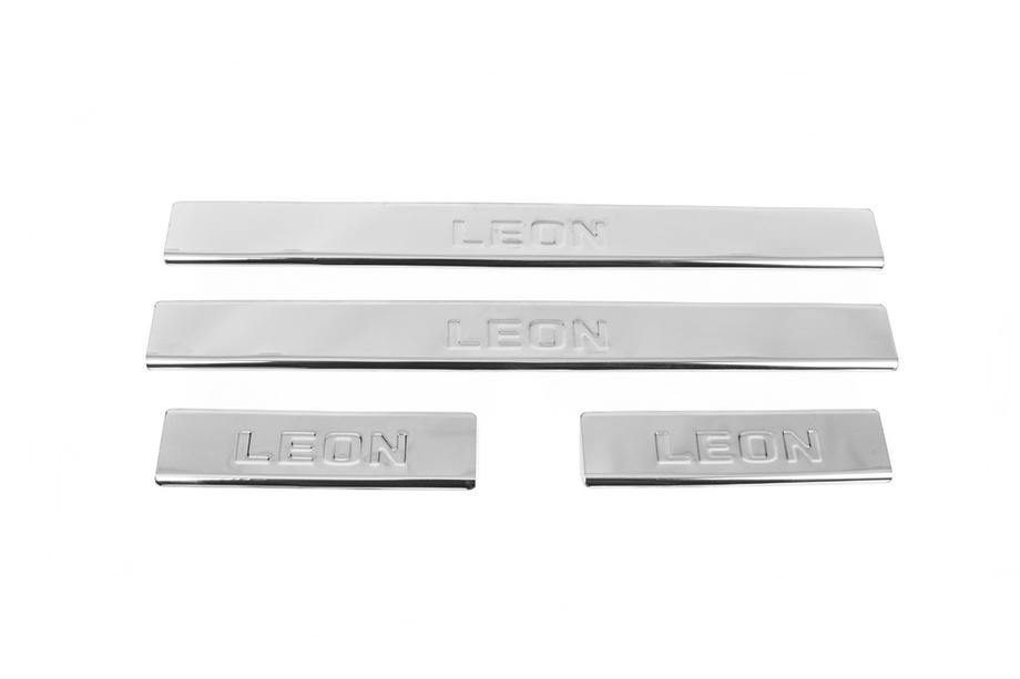 Seat Leon 2013–2020 Nerezové prahové lišty Carmos V2 (4 ks, nerez) Image