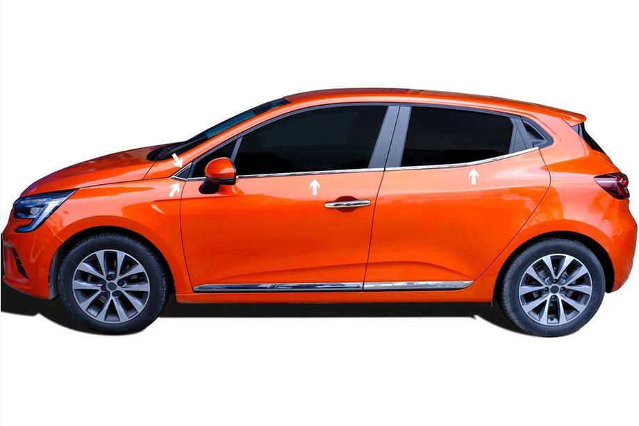 Renault Clio V 2019– Spodné chrómové lišty okien (8 ks, nerez) Image
