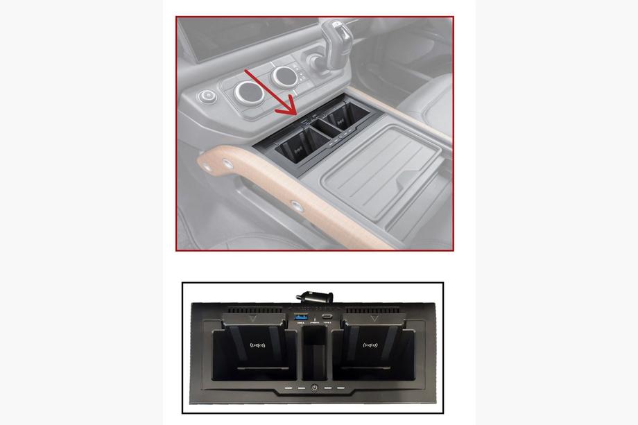Land Rover Defender 2019– OEM bezdrôtová nabíjačka pre zariadenia Fotografia 1