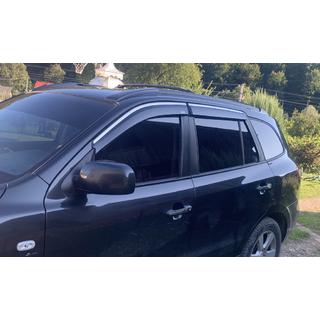 Okenné deflektory s chrómovou lištou (4 ks, Niken) Hyundai Santa Fe 2 2006–2012 fotografia 1