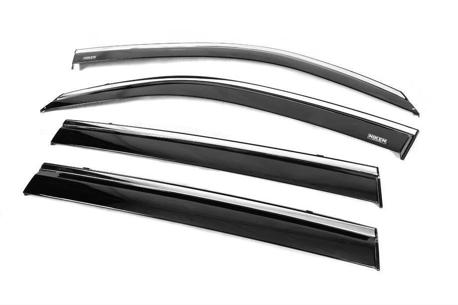 Toyota Land Cruiser 200 2007–2021 Okenné deflektory s chrómovou lištou (4 ks, Niken) Fotografia 5