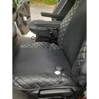 Poťah na sedadlo ECO koža a látka (1 ks, čierny s čiernym prešívaním + látka) fotografia 4