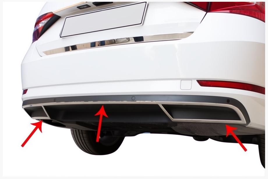 Skoda Superb 2015–2024 Carmos krytky konca nárazníka (3 ks, nerez) Image
