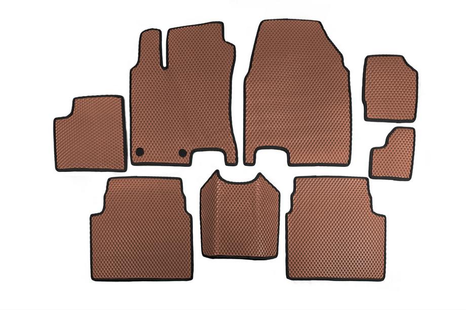 Nissan Qashqai 2010–2014 EVA rohože do interiéru pre +2 (3 rady, hnedé) Image