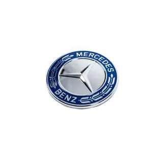 Záslepka namiesto emblému na kapotu Mercedes (modrá a chróm, 57 mm) fotografia 1