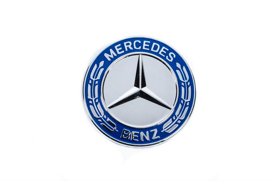 Mercedes-Benz Záslepka namiesto emblému na kapotu Mercedes (modrá a chróm, 57 mm) Fotografia 2