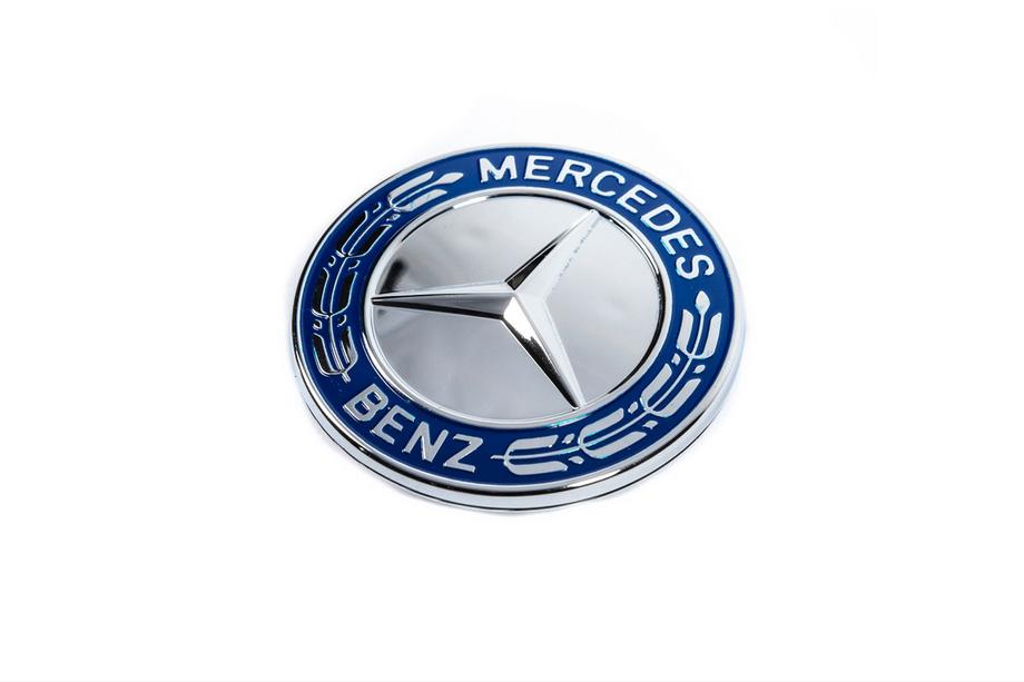 Mercedes-Benz Záslepka namiesto emblému na kapotu Mercedes (modrá a chróm, 57 mm) Fotografia 1