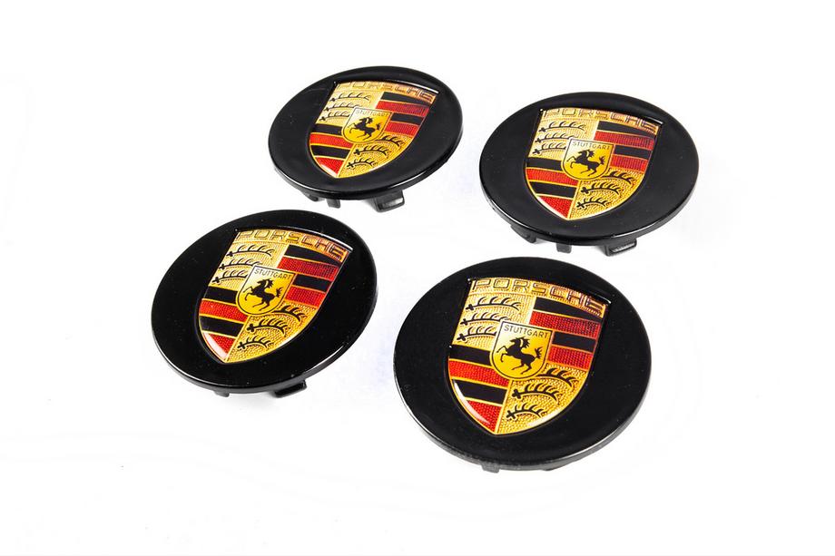 Porsche Stredové krytky diskov 76/71 mm čierne (4 ks) Image