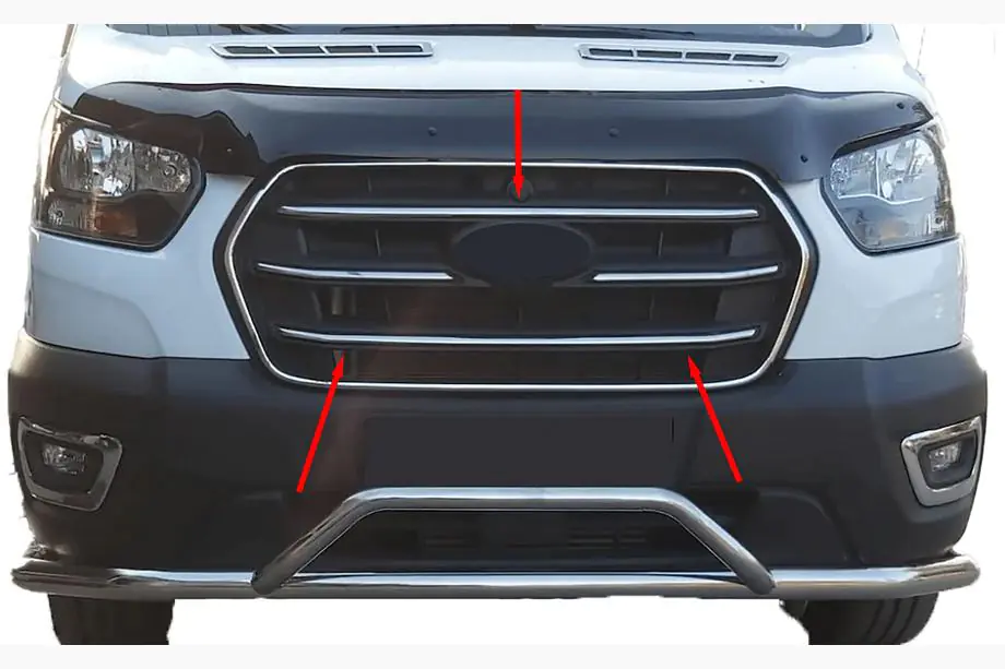 Ford Transit 2014– Lišty na mriežku (4 ks, nerez) Image
