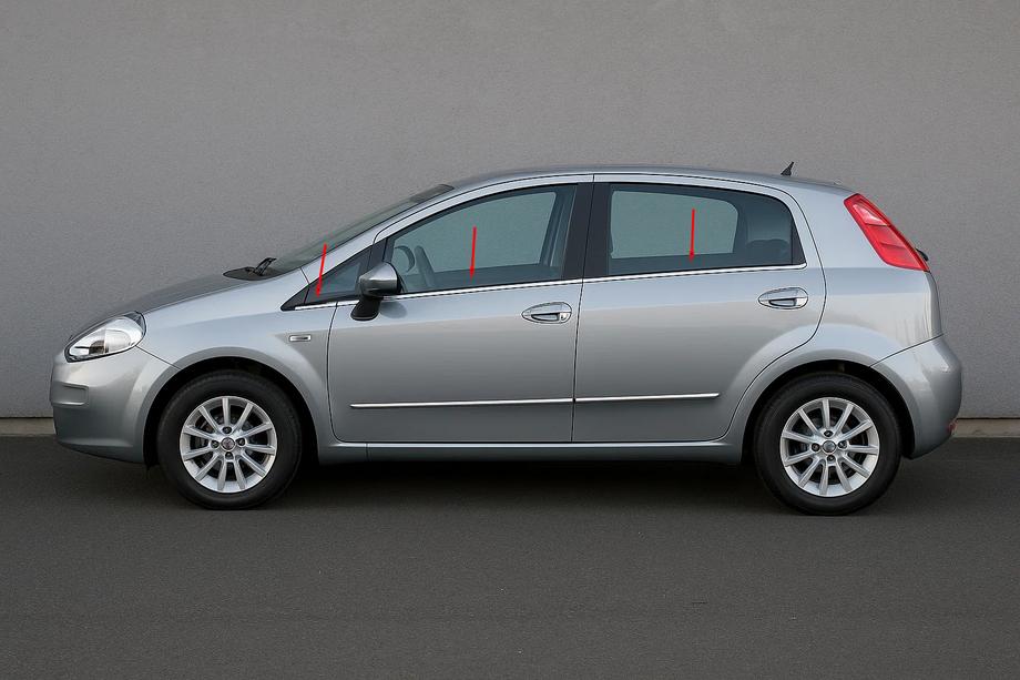 Fiat Punto Grande/EVO 2006–2018 Ozdobné lišty okien Carmos (6 ks, nerez) Image