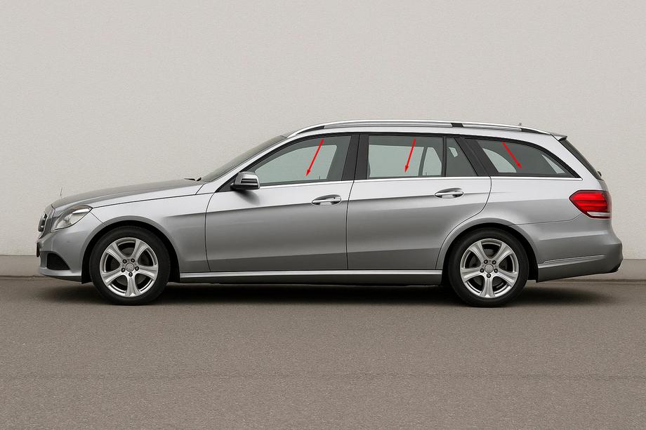 Mercedes E-class W212 2009–2016 Chrómové lišty okien (SW) (6 ks, nerez) Image