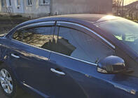 Renault Fluence 2009–2016 Okenné deflektory s chrómovou lištou (4 ks, Niken) fotografia 5