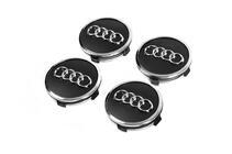 Audi Stredové krytky diskov 57/61 mm s krúžkom (4 ks, čierne) fotografia 2