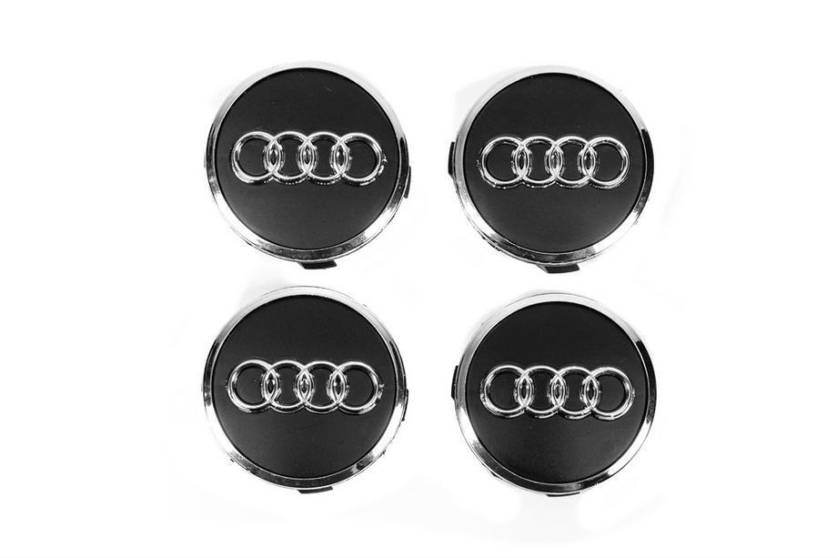 Audi Stredové krytky diskov 57/61 mm s krúžkom (4 ks, čierne) Image