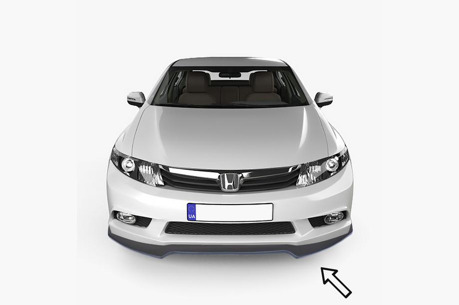 Honda Civic Sedan X 2016–2021 ESA predný lip spojler (čierny) Image