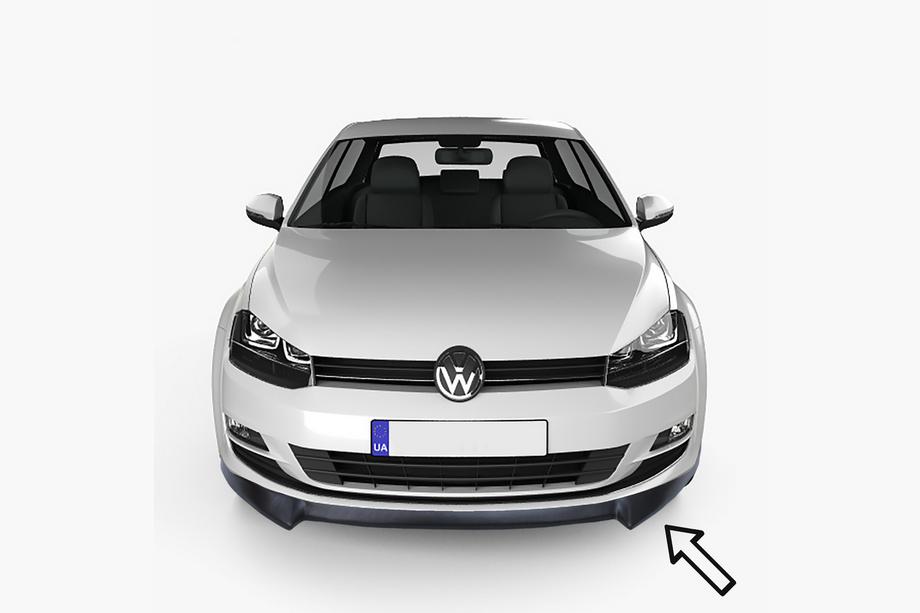 Volkswagen Golf 7/E-Golf 2012–2020 ESA predný lip spojler (čierny) Image