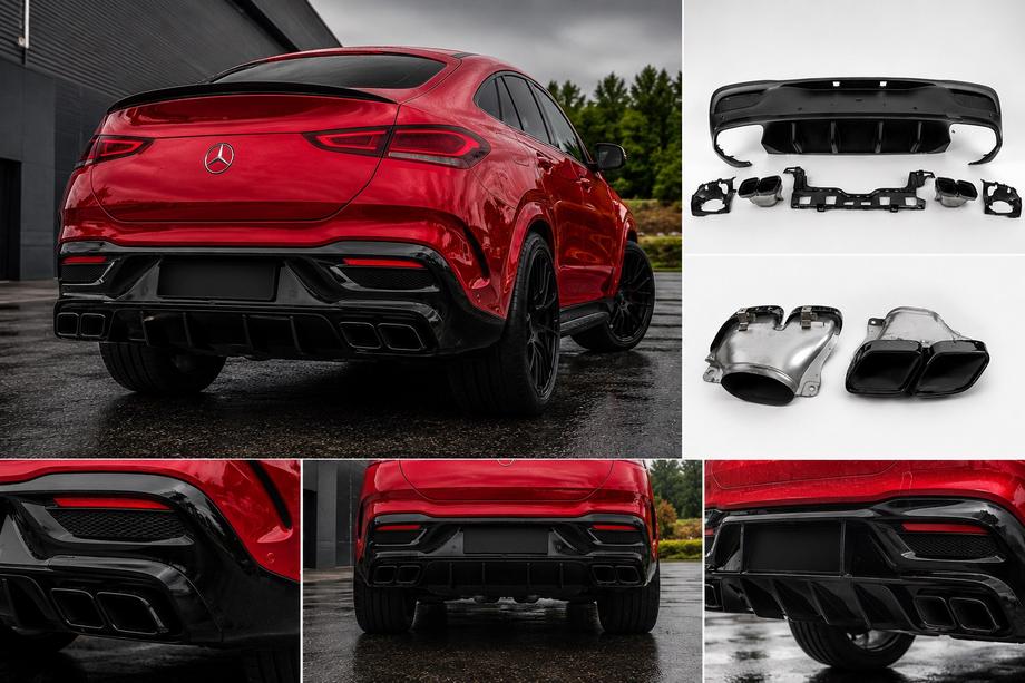 Mercedes GLE Coupé C167 2019– Zadný difúzor s koncovkami výfuku, čierny (dizajn GLE63) Image