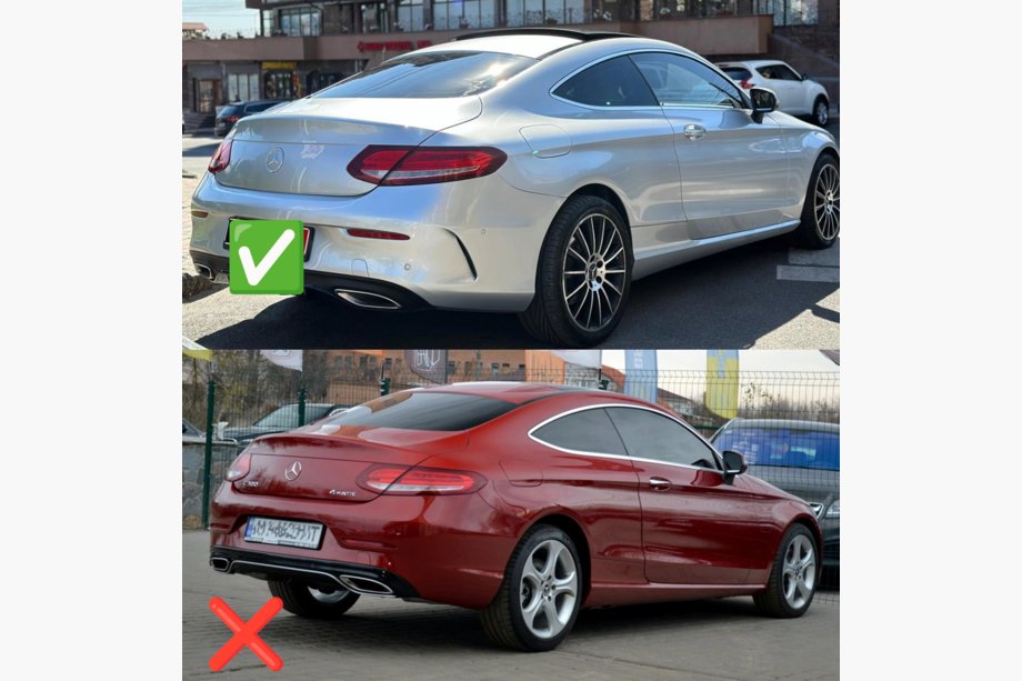 Mercedes C-class W205 2014–2021 Zadný difúzor s koncovkami výfuku (pre kupé AMG43 dizajn) Fotografia 2