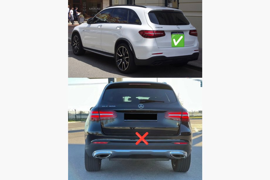 Mercedes GLC X253 2015–2022 Zadný difúzor s koncovkami výfuku (dizajn AMG43) Fotografia 4