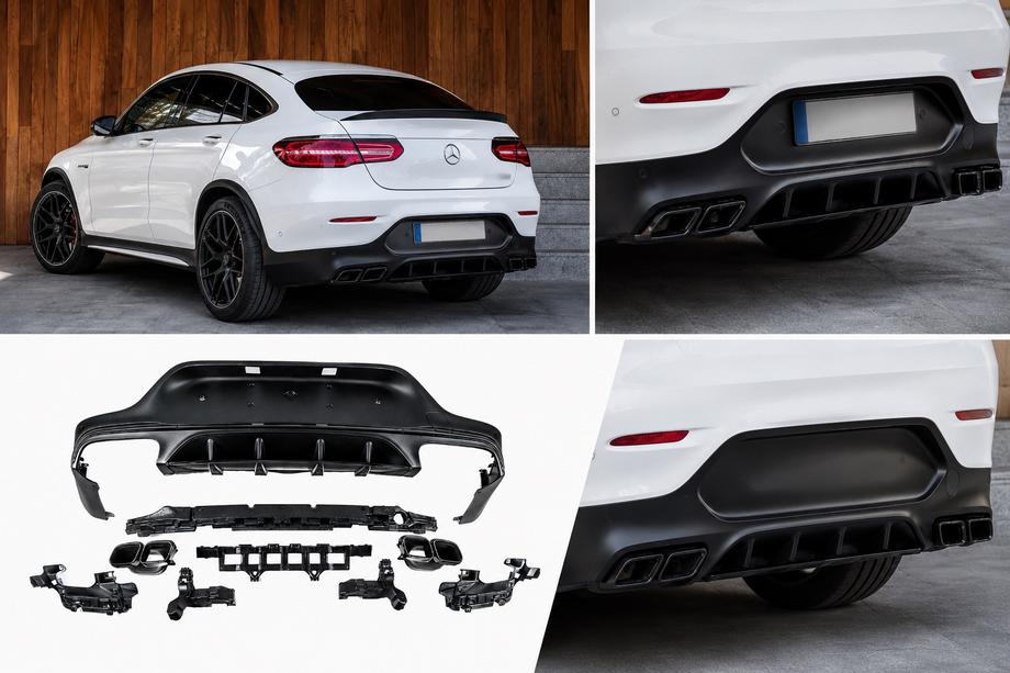 Mercedes GLC Coupé C253 2016–2023 Zadný difúzor s koncovkami Black (AMG63 dizajn) Image