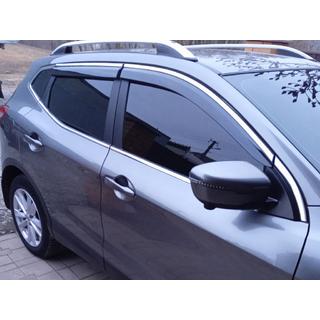 Okenné deflektory s chrómovou lištou Niken Luxury (4 ks) Nissan Qashqai 2014–2021 fotografia 3