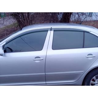Deflektory okien s chrómovou lištou Niken Luxury (LiftBack, 4 ks) Skoda Octavia II A5 2006–2010 fotografia 2