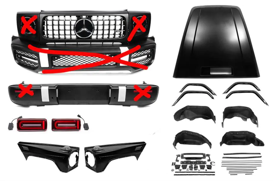 Mercedes G class W463 1990–2018 Facelift kit pre G63 AMG 2018 (nekompletná sada) Fotografia 1