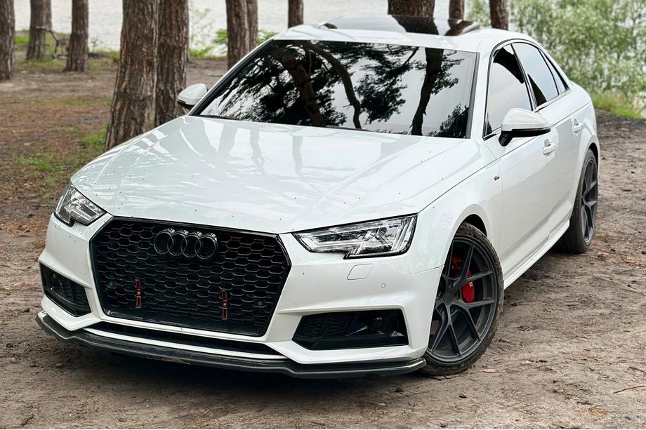Audi A4 B9 2015–2024 Predný lip spojler DPT V-1 (pre S-Line, 2015-2019, čierny lesk) Image