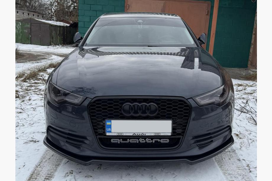 Audi A6 C7 2011–2017 Predný lip spojler DPT V-2 (pre S-Line, 2011-2015) (lesklá čierna) Image