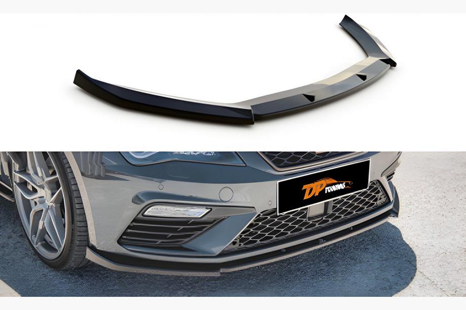Seat Leon 2013–2020 DPT predný lip spojler nárazníka (2017-2020, čierny lesk) Fotografia 1
