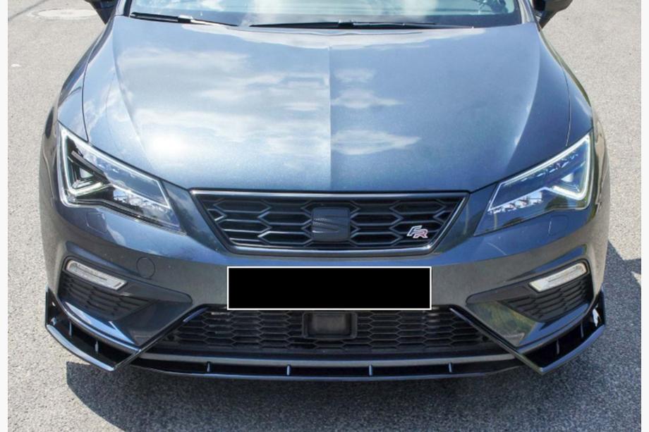 Seat Leon 2013–2020 Predný lip spojler DPT V-3 (2017-2020, lesklá čierna) Fotografia 3