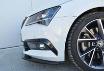 Skoda Superb 2015–2024 Predný lip spojler na nárazník DPT V-4 (2015-2020, lesklá čierna) fotografia 3