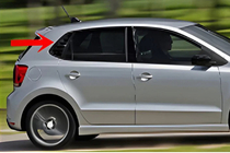 Volkswagen Polo 2010–2017 Lišty na zadné okná DPT (čierny lesk, 2 ks) fotografia 1