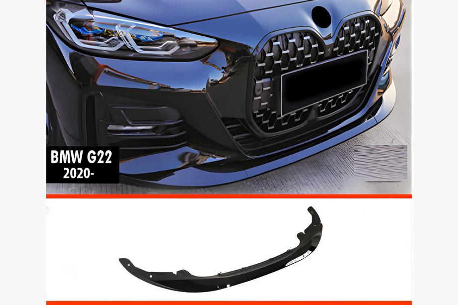 BMW 4. séria G22/23/26 2020– Predný lip spojler DPT V-2 (pre G22/G23, čierny lesk) Fotografia 1