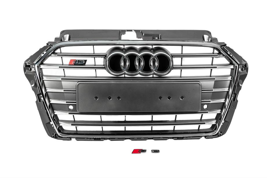 Audi A3 2012–2020 Predná maska S-style (2016-2020, sivá s chrómom) Image