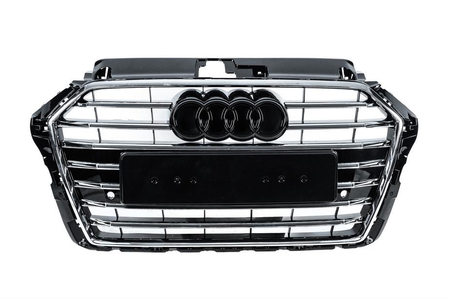 Audi A3 2012–2020 Predná maska S-style (2016-2020, čierna s chrómom) Image
