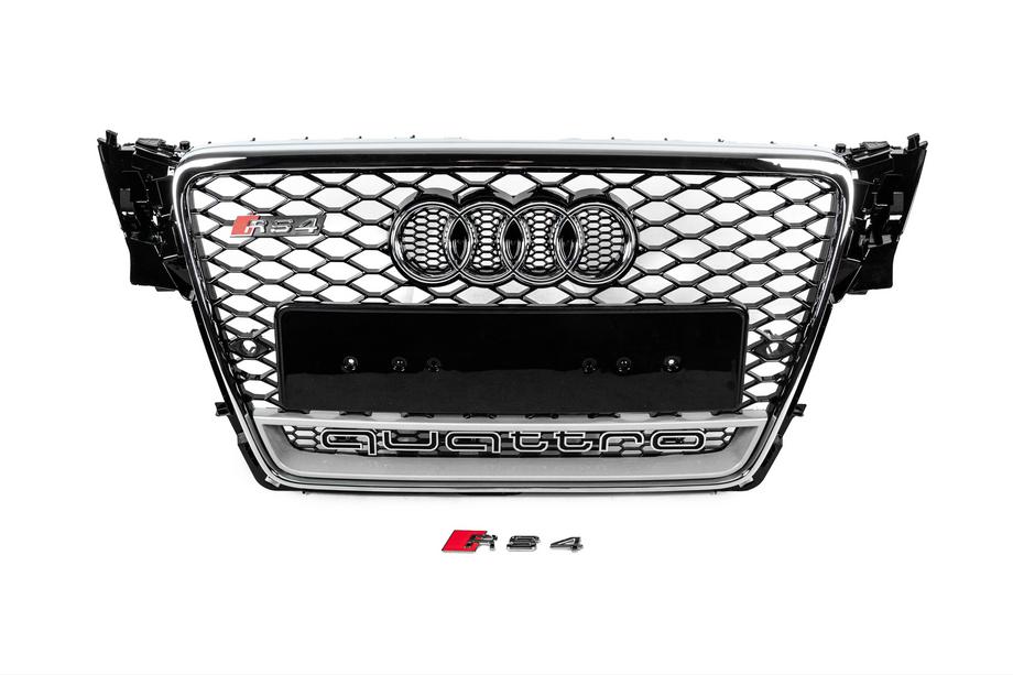 Audi A4 B8 2007–2015 Predná maska chladiča s nápisom Quattro, RS-style (2007-2011, čierna) Image