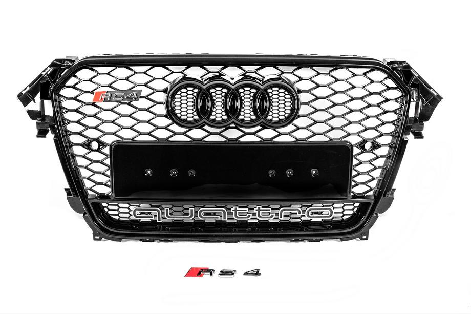 Audi A4 B8 2007–2015 Predná čierna maska chladiča v štýle RS s nápisom Quattro (2012-2015) Image