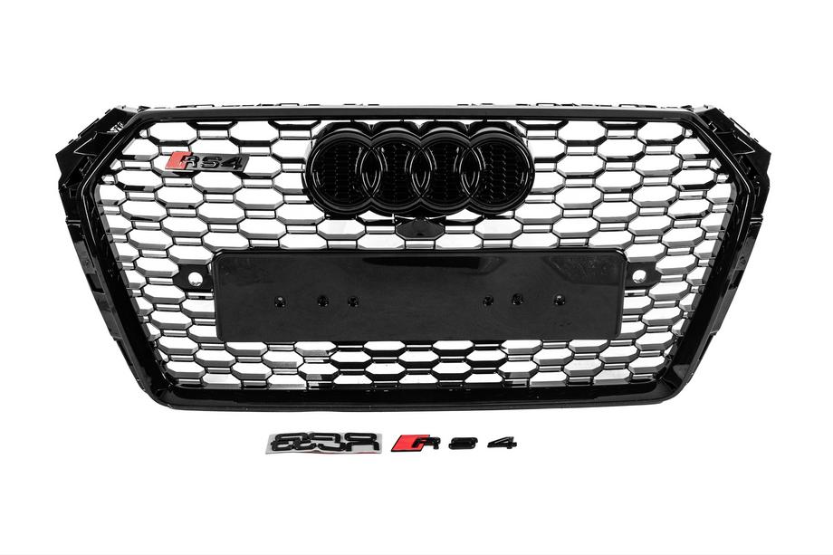 Audi A4 B9 2015–2024 Predná maska chladiča v štýle RS s nápisom Quattro (2015-2019, čierna) Image