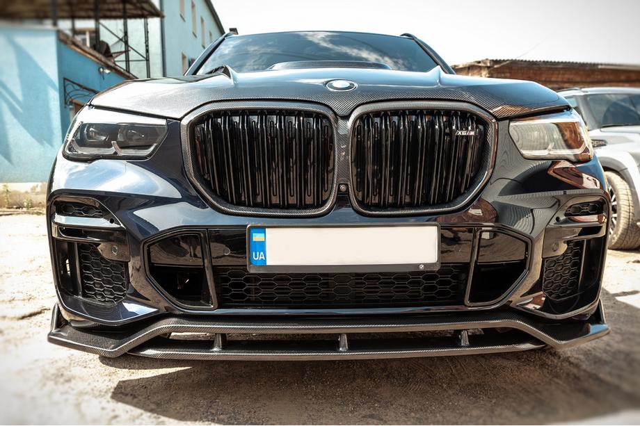 BMW X5 G05 2019–2026 Predný lip spojler nárazníka Paradigm V-2 (2018-2022, pravý karbón) Fotografia 7