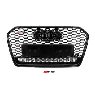 Predná čierna maska chladiča RS-style s nápisom Quattro (2014-2017) fotografia 1