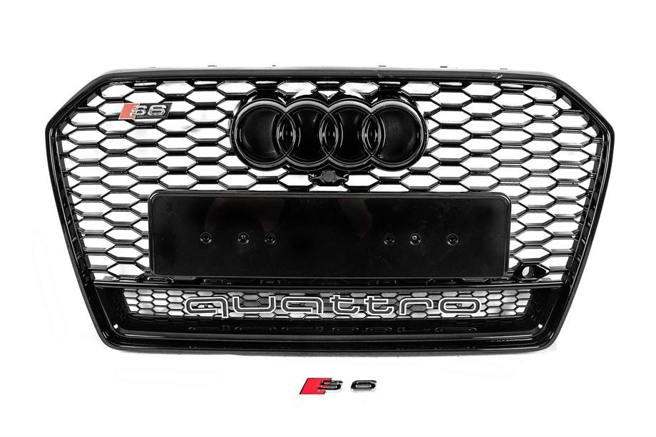 Audi A6 C7 2011–2017 Predná čierna maska chladiča RS-style s nápisom Quattro (2014-2017) Image