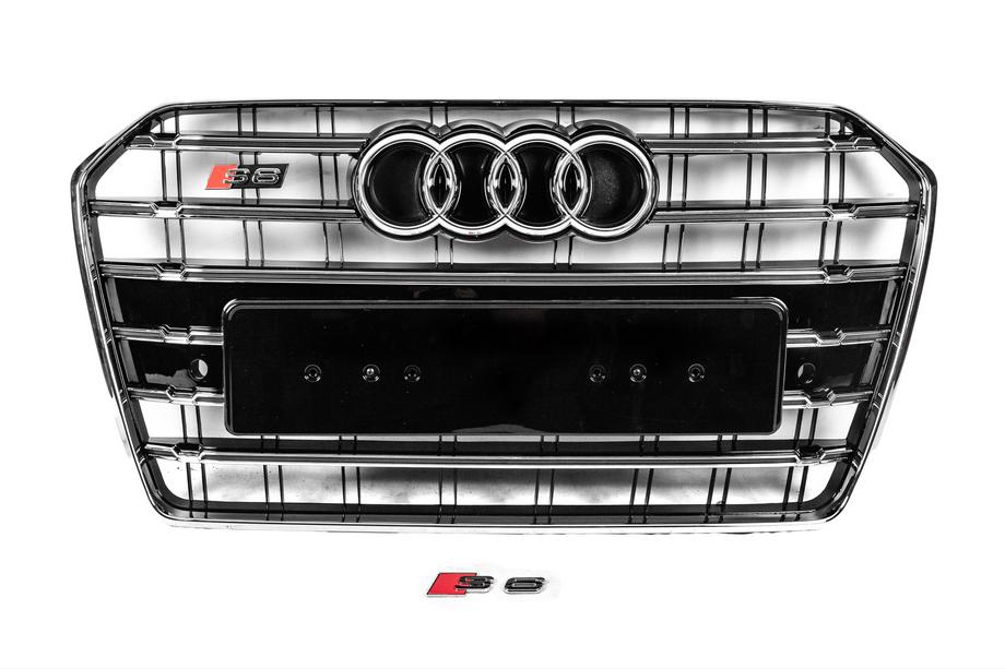 Audi A6 C7 2011–2017 Predná čierna maska chladiča s chrómovým rámom S-Style (2014-2017) Image