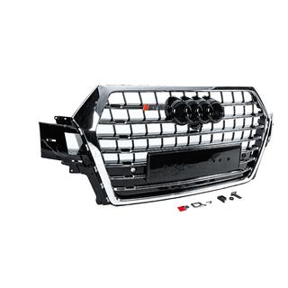 Predná maska chladiča SQ-Style V-2 (2015-2019, čierna s chrómom) Audi Q7 2015–2026 fotografia 3