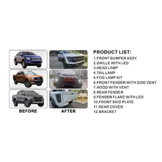 Kompletný bodykit (dizajn F150 Raptor 2023) Ford Ranger 2011–2022 fotografia 3