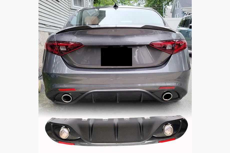 Alfa Romeo Giulia 2016–2022 Difúzor zadného nárazníka s koncovkami výfuku V2 (pre Base, Carbon) Image